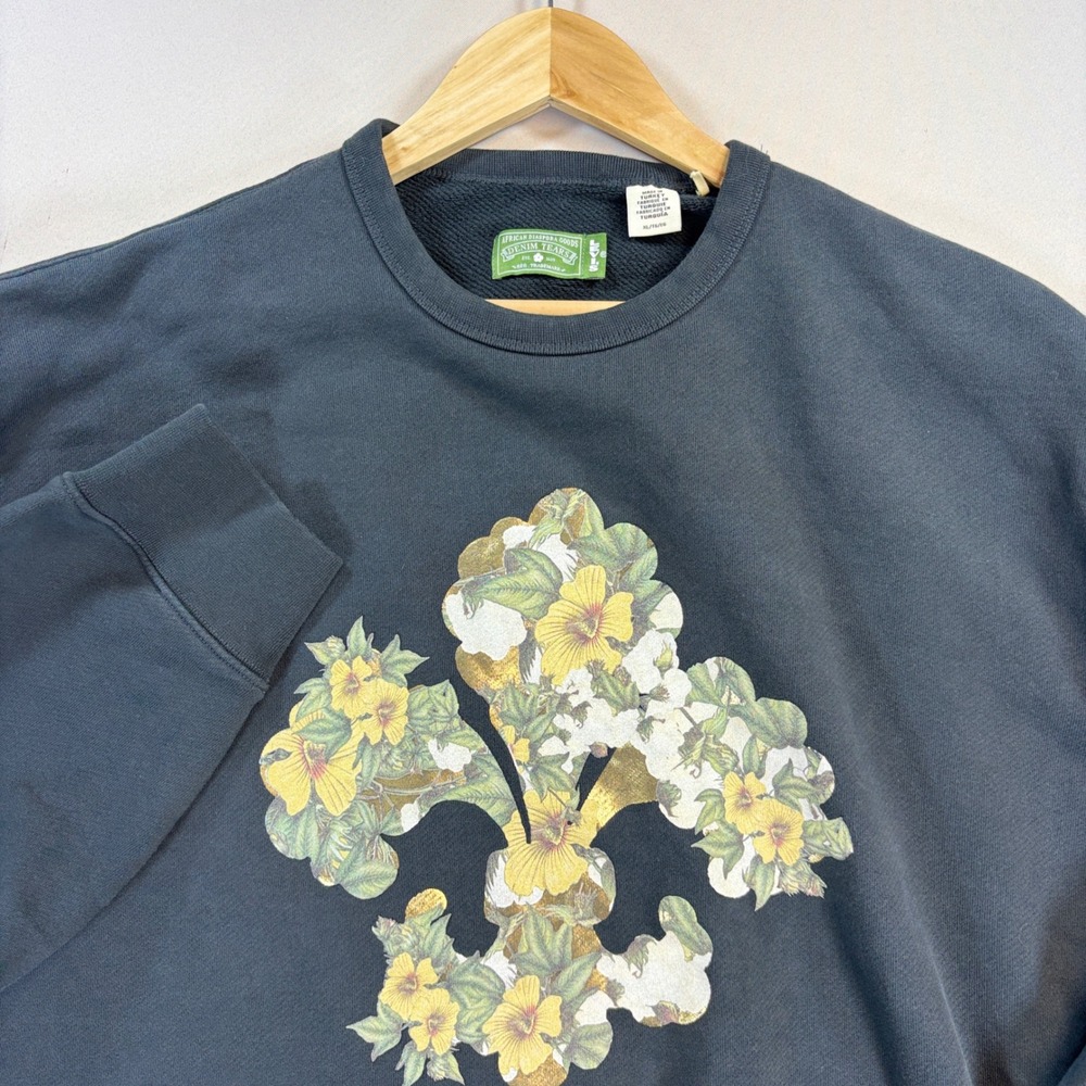 Levis x Denim Tears Sweatshirt Mens XL Gray Floral Fleur de Lis Crewneck